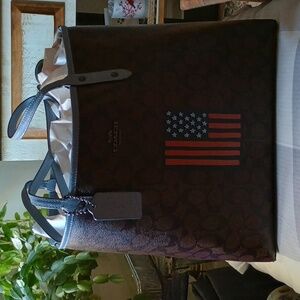 Coach City Signature Tote With Flag